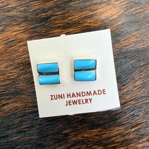 Zuni Native Handmade Turquoise Double Bar Earrings | Brand New